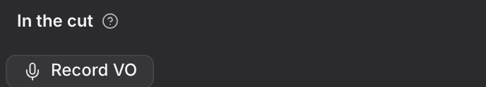 A browser list headed In the cut, showing the sound clips or captions already on the timeline.