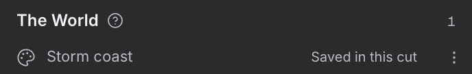 The Looks tab of the browser, showing the saved Looks shared across every production in the World.